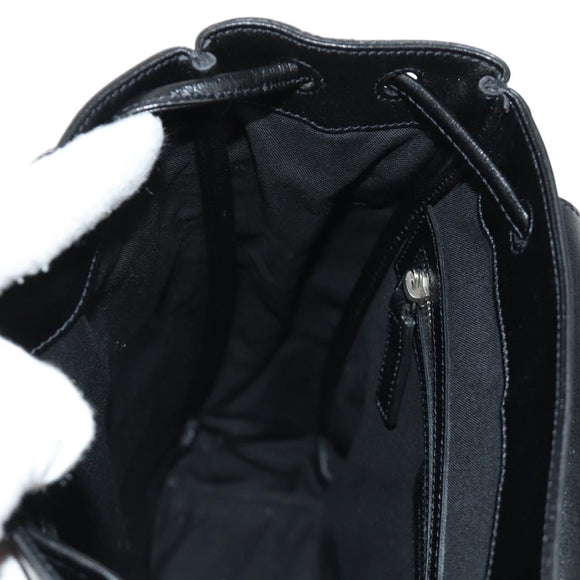 SAINT LAURENT Backpack Leather Black Silver Auth 185905SM