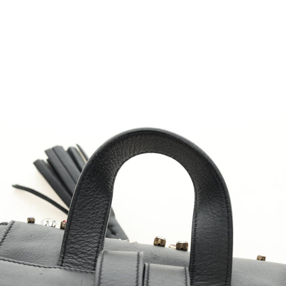 SAINT LAURENT Backpack Leather Black Silver Auth 185905SM