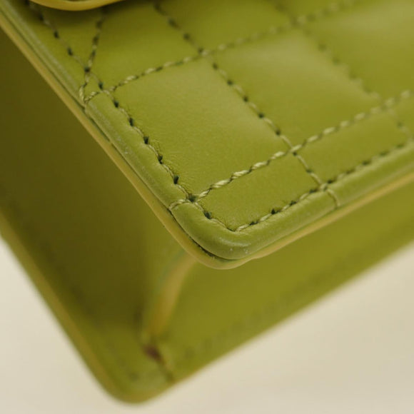 Christian Dior Cannage Miss Caro Chain Pouch Lamb Skin Green Gold Auth 185907SM
