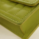 Christian Dior Cannage Miss Caro Chain Pouch Lamb Skin Green Gold Auth 185907SM-12