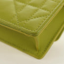 Christian Dior Cannage Miss Caro Chain Pouch Lamb Skin Green Gold Auth 185907SM-14