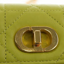 Christian Dior Cannage Miss Caro Chain Pouch Lamb Skin Green Gold Auth 185907SM-15