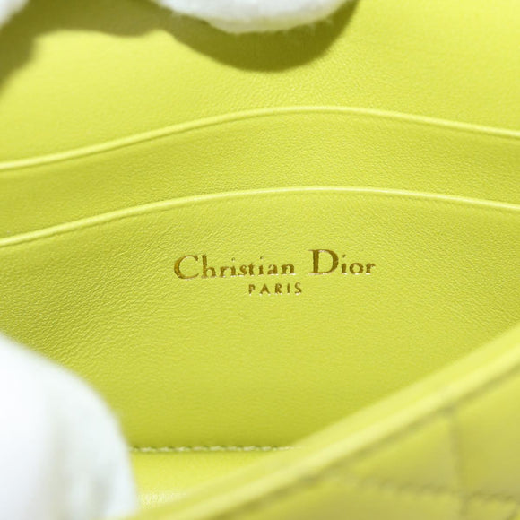 Christian Dior Cannage Miss Caro Chain Pouch Lamb Skin Green Gold Auth 185907SM