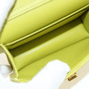 Christian Dior Cannage Miss Caro Chain Pouch Lamb Skin Green Gold Auth 185907SM-19