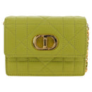 Christian Dior Cannage Miss Caro Chain Pouch Lamb Skin Green Gold Auth 185907SM-2