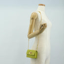 Christian Dior Cannage Miss Caro Chain Pouch Lamb Skin Green Gold Auth 185907SM-25