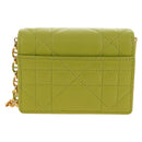 Christian Dior Cannage Miss Caro Chain Pouch Lamb Skin Green Gold Auth 185907SM-3
