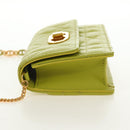 Christian Dior Cannage Miss Caro Chain Pouch Lamb Skin Green Gold Auth 185907SM-4
