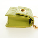 Christian Dior Cannage Miss Caro Chain Pouch Lamb Skin Green Gold Auth 185907SM-5