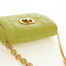 Christian Dior Cannage Miss Caro Chain Pouch Lamb Skin Green Gold Auth 185907SM-6
