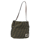 FENDI Zucca Canvas Tote Bag Black Brown Auth 185908-1