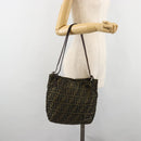 FENDI Zucca Canvas Tote Bag Black Brown Auth 185908-21