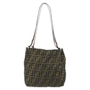 FENDI Zucca Canvas Tote Bag Black Brown Auth 185908-2