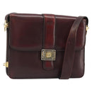 CELINE Shoulder Bag Leather Bordeaux Gold Auth 185909A-1