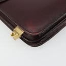 CELINE Shoulder Bag Leather Bordeaux Gold Auth 185909A-11