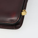 CELINE Shoulder Bag Leather Bordeaux Gold Auth 185909A-12