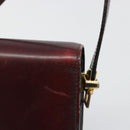 CELINE Shoulder Bag Leather Bordeaux Gold Auth 185909A-14