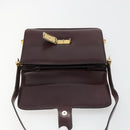 CELINE Shoulder Bag Leather Bordeaux Gold Auth 185909A-16