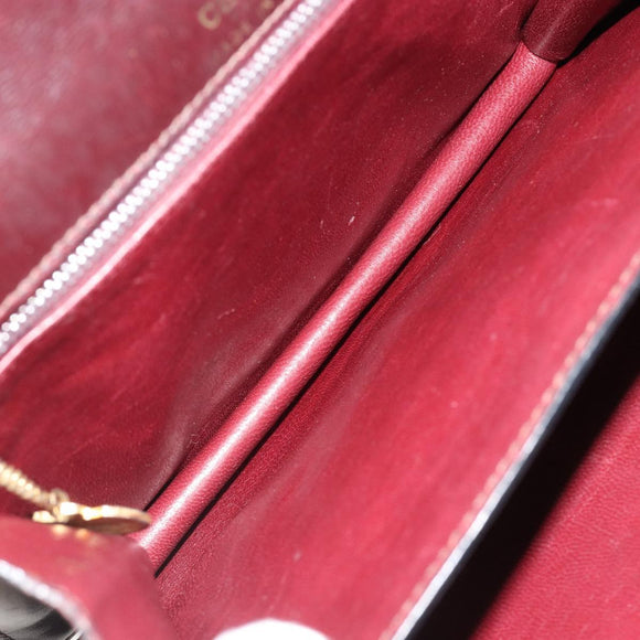 CELINE Shoulder Bag Leather Bordeaux Gold Auth 185909A
