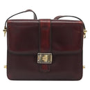 CELINE Shoulder Bag Leather Bordeaux Gold Auth 185909A-2