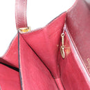 CELINE Shoulder Bag Leather Bordeaux Gold Auth 185909A-20
