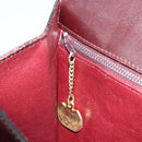 CELINE Shoulder Bag Leather Bordeaux Gold Auth 185909A-21