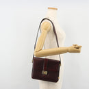 CELINE Shoulder Bag Leather Bordeaux Gold Auth 185909A-24