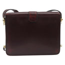 CELINE Shoulder Bag Leather Bordeaux Gold Auth 185909A-3