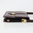 CELINE Shoulder Bag Leather Bordeaux Gold Auth 185909A-4