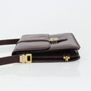 CELINE Shoulder Bag Leather Bordeaux Gold Auth 185909A-5