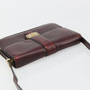 CELINE Shoulder Bag Leather Bordeaux Gold Auth 185909A-6