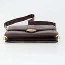 CELINE Shoulder Bag Leather Bordeaux Gold Auth 185909A-9
