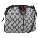 GUCCI GG Supreme Sherry Line Shoulder Bag PVC Navy Gold 68 02 047 Auth 185910-1