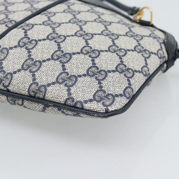 GUCCI GG Supreme Sherry Line Shoulder Bag PVC Navy Gold 68 02 047 Auth 185910
