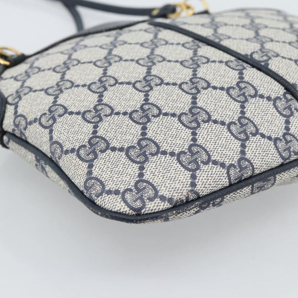 GUCCI GG Supreme Sherry Line Shoulder Bag PVC Navy Gold 68 02 047 Auth 185910