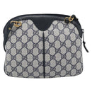 GUCCI GG Supreme Sherry Line Shoulder Bag PVC Navy Gold 68 02 047 Auth 185910-3