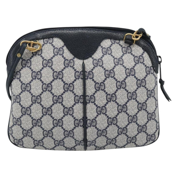 GUCCI GG Supreme Sherry Line Shoulder Bag PVC Navy Gold 68 02 047 Auth 185910