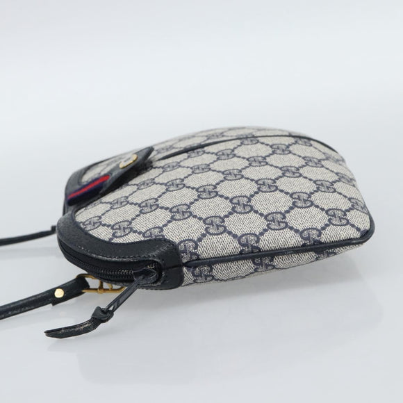 GUCCI GG Supreme Sherry Line Shoulder Bag PVC Navy Gold 68 02 047 Auth 185910