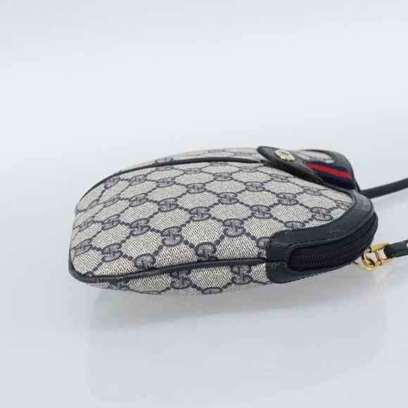 GUCCI GG Supreme Sherry Line Shoulder Bag PVC Navy Gold 68 02 047 Auth 185910