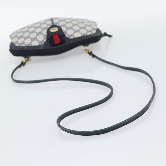 GUCCI GG Supreme Sherry Line Shoulder Bag PVC Navy Gold 68 02 047 Auth 185910