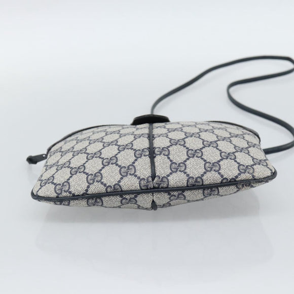 GUCCI GG Supreme Sherry Line Shoulder Bag PVC Navy Gold 68 02 047 Auth 185910