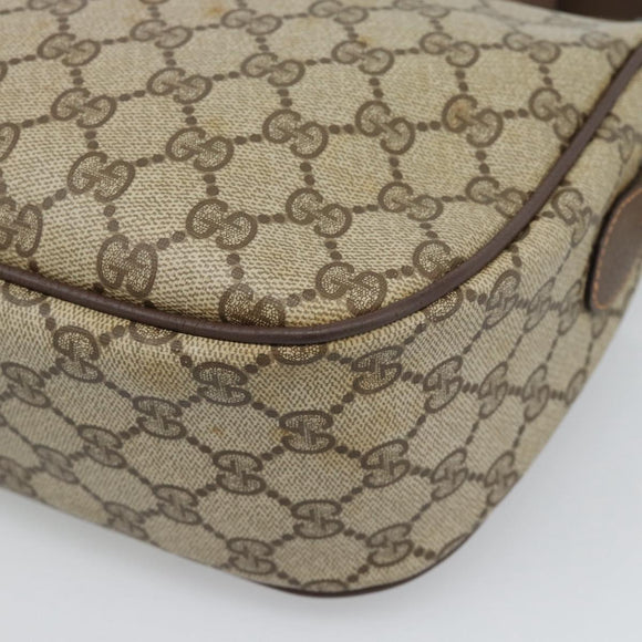 GUCCI GG Supreme Web Sherry Line Bag PVC Beige Gold 89 02 077 Auth 185911