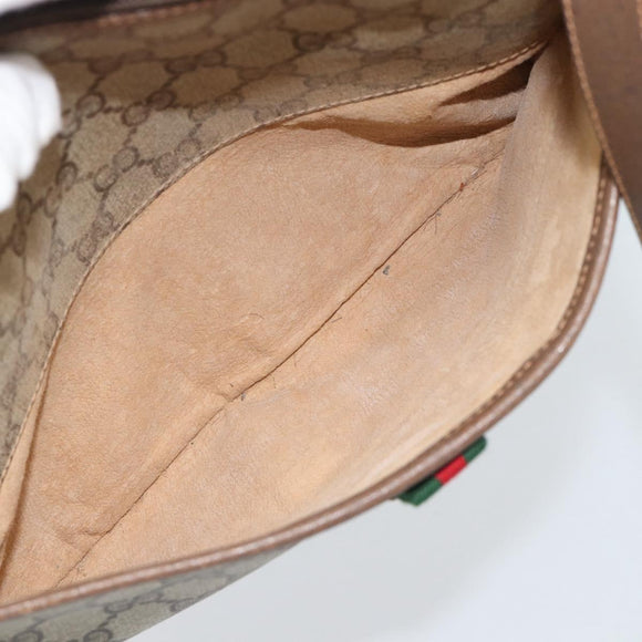 GUCCI GG Supreme Web Sherry Line Bag PVC Beige Gold 89 02 077 Auth 185911
