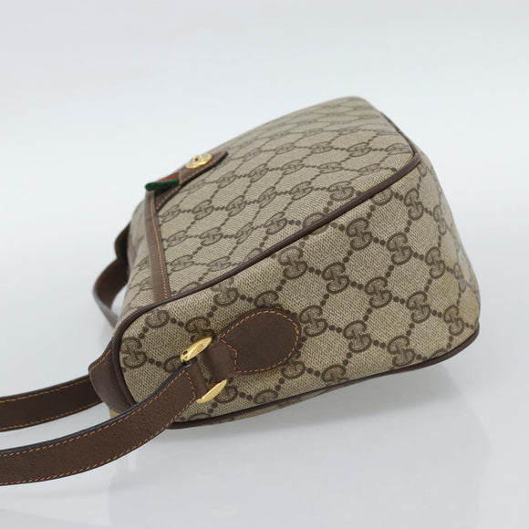 GUCCI GG Supreme Web Sherry Line Bag PVC Beige Gold 89 02 077 Auth 185911