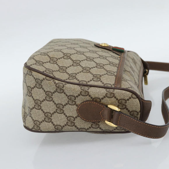 GUCCI GG Supreme Web Sherry Line Bag PVC Beige Gold 89 02 077 Auth 185911