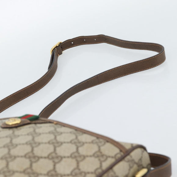 GUCCI GG Supreme Web Sherry Line Bag PVC Beige Gold 89 02 077 Auth 185911