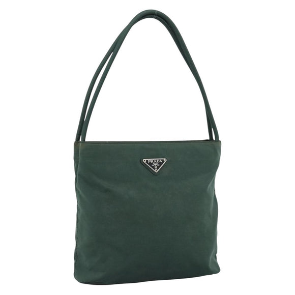 PRADA Tote Bag Nylon Green Silver Auth 185912A