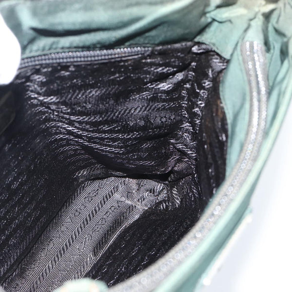 PRADA Tote Bag Nylon Green Silver Auth 185912A