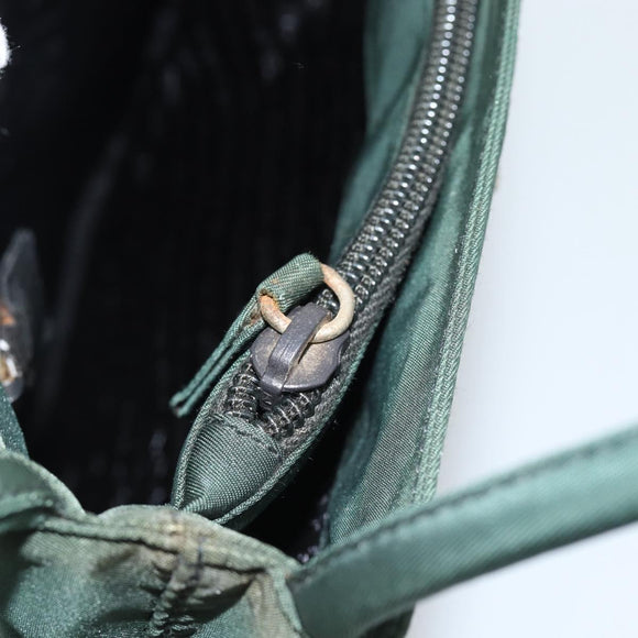 PRADA Tote Bag Nylon Green Silver Auth 185912A
