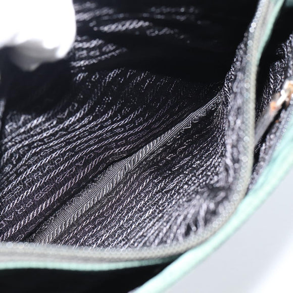 PRADA Tote Bag Nylon Green Silver Auth 185912A